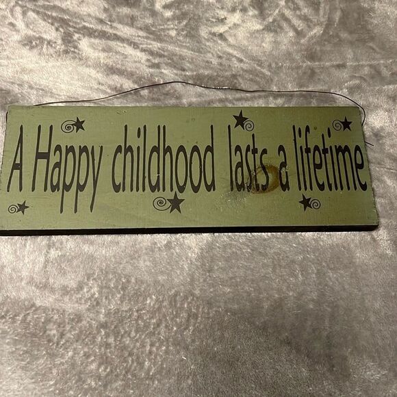 “A Happy Childhood Lasts a Lifetime” Wooden Sign - Picture 1 of 4